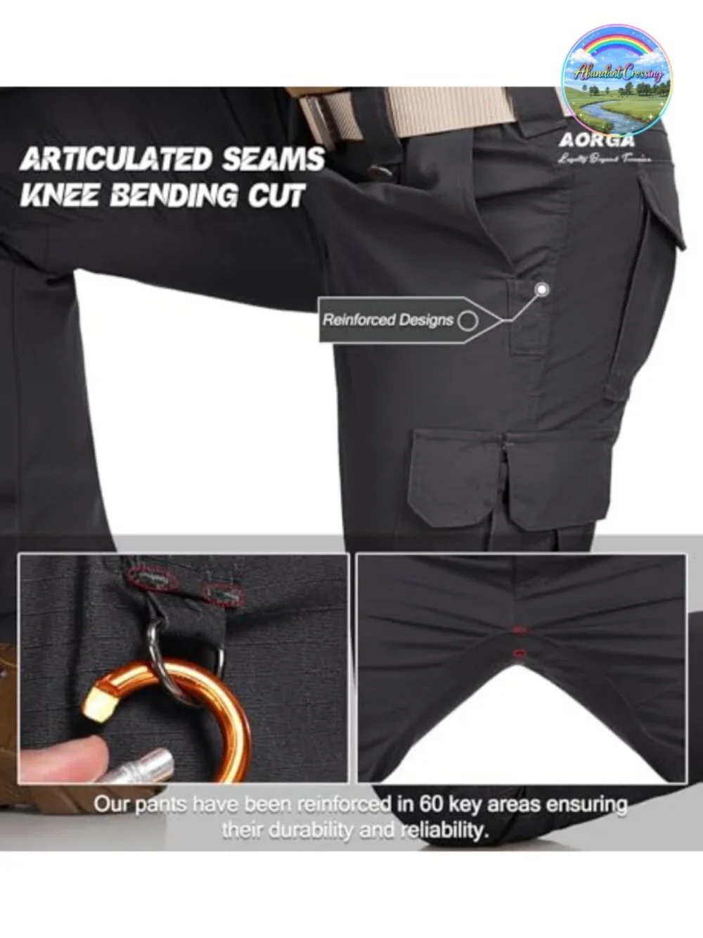 Mens Cargo Tactical Pants Water Resistant Elastic Waist 8 Pockets